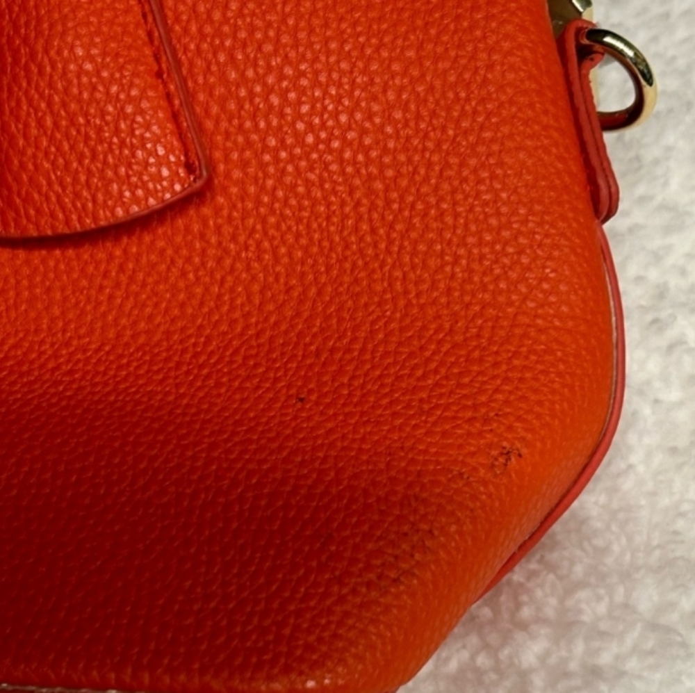 BEBE Satchel Bag Purse in Ruby Red  Colorful Logo handles new shoulder strap NEW - Picture 4 of 8
